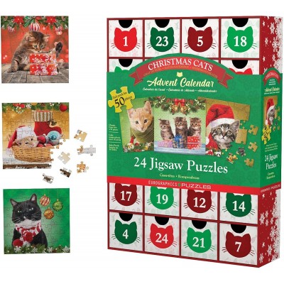 Eurographics-8924-5737 Advent Calendar - Christmas Cats - 24 Puzzles