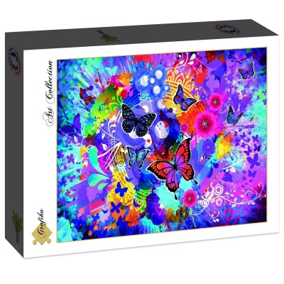Puzzle Grafika-F-30051 Colorful Flowers and Butterflies