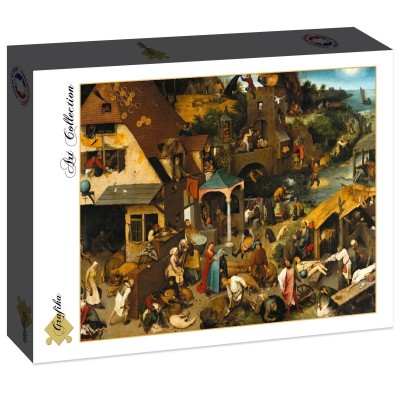 Puzzle Grafika-F-30075 Brueghel Pieter: Die niederländischen Sprichwörter, 1559