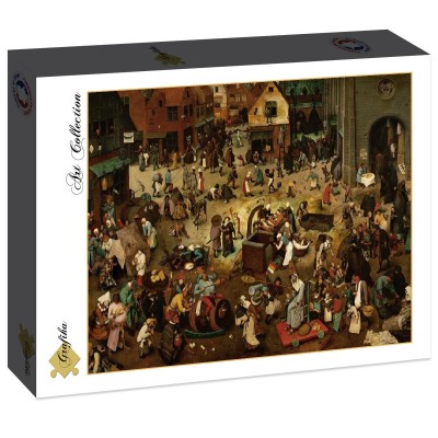 Puzzle Grafika-F-30177 Brueghel Pieter: Der Kampf zwischen Karneval und Fasten, 1559