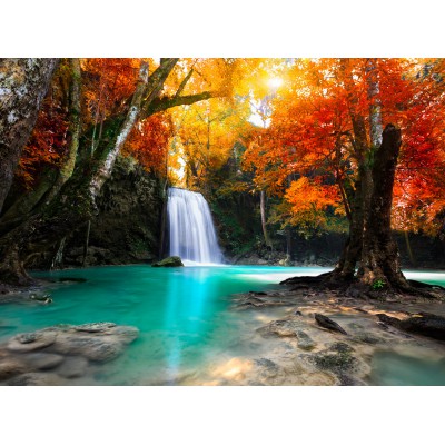 Puzzle Grafika-F-30296 Deep Forest Waterfall