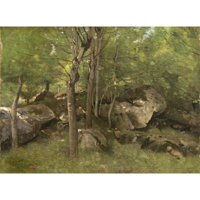 Puzzle Grafika-F-30550 Jean-Baptiste-Camille Corot : Rochers en Forêt de Fontainebleau, 1860-1865