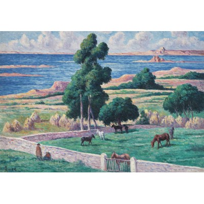 Puzzle Grafika-F-32785 Maximilien Luce - L'Île à bois, Kermouster, Lézardrieux, 1914