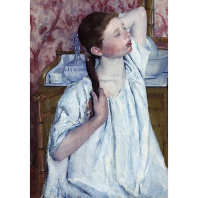 Puzzle Grafika-F-32887 Mary Cassatt : Jeune Fille Coiffant ses Cheveux, 1886