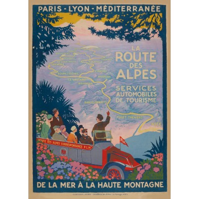 Puzzle Grafika-F-33421 Roger Broders -  La Route des Alpes, 1920