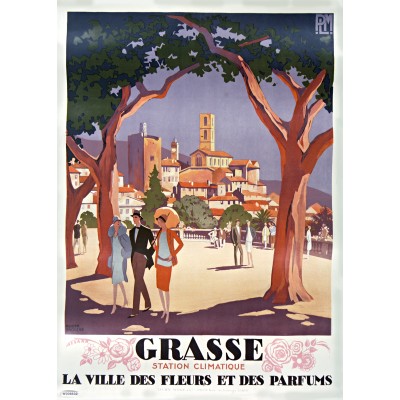 Puzzle Grafika-F-33422 Roger Broders - Grasse, la Ville des Fleurs et des Pafums, 1927