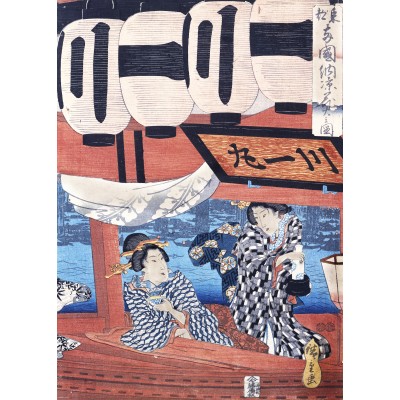 Puzzle Grafika-F-33425 Hiroshige - Evening Cool and Fireworks at Ryogoku, 1847