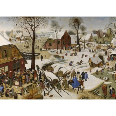 Grafika-F-33705 2 Puzzles - L'Art de Pieter Brueghel : Proverbes Flamands - Le Dénombrement de Bethléem
