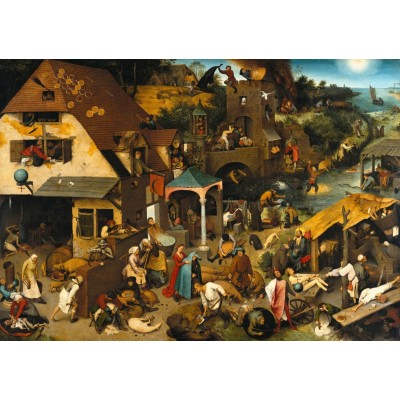 Puzzle Grafika-T-00153 Brueghel Pieter: Die niederländischen Sprichwörter, 1559