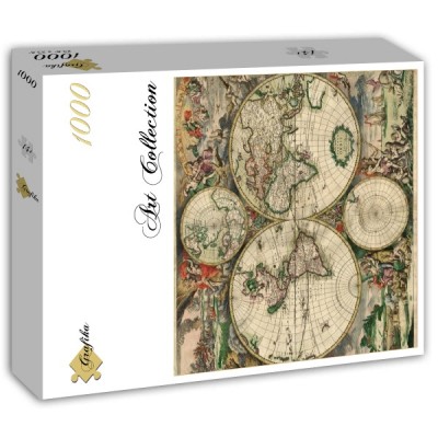 Puzzle Grafika-T-02256 Carte du Monde, Produced in Amsterdam, 1689