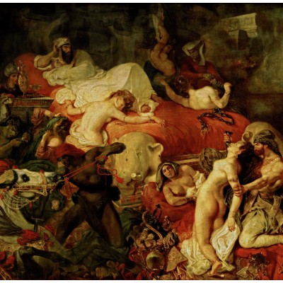 Puzzle Grafika-T-02287 Eugène Delacroix: Der Tod des Sardanapal, 1827