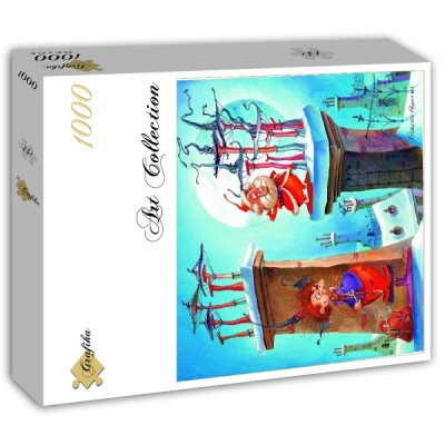 Puzzle Grafika-T-02344 François Ruyer - Die Hexe und der Weihnachtsmann