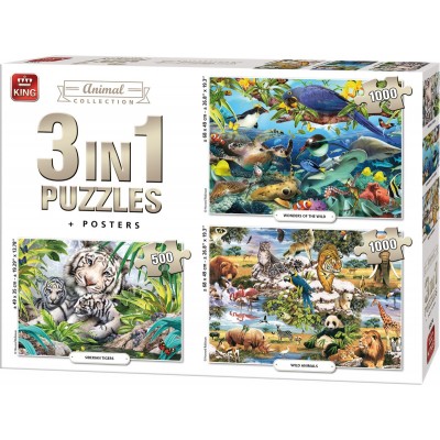 King-Puzzle-55874 3 Puzzles - Animal Collection