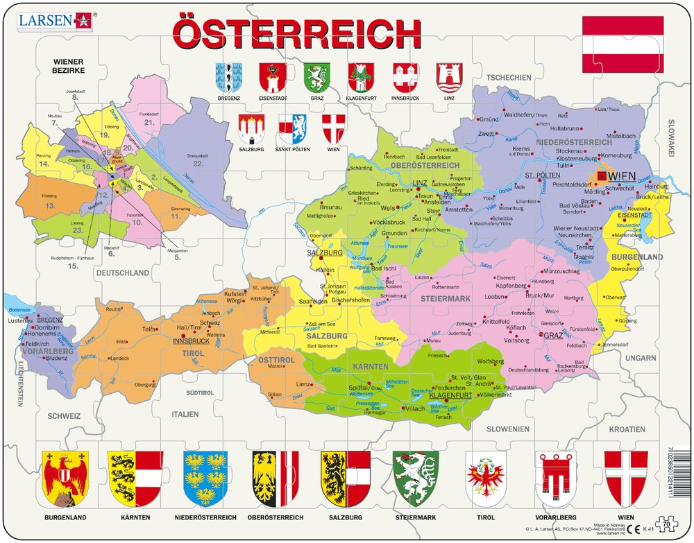 70 Teile politisch A11 Deutschland Larsen Puzzle 