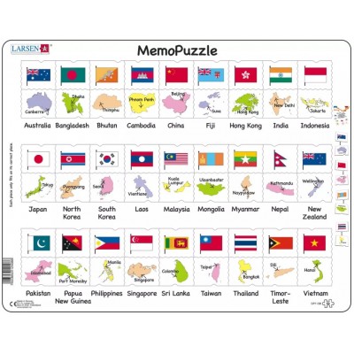 Larsen-GP7-GB Frame Puzzle - The Flags and Capitals of 27 Countries in Asia and the Pacific