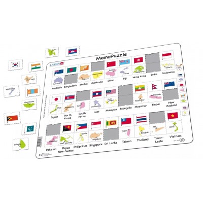 Larsen-GP7-GB Frame Puzzle - The Flags and Capitals of 27 Countries in Asia and the Pacific