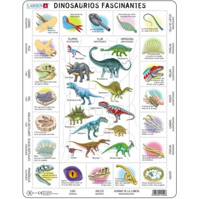 Larsen-HL9-ES Frame Puzzle - Dinosaurs (in Spanish)
