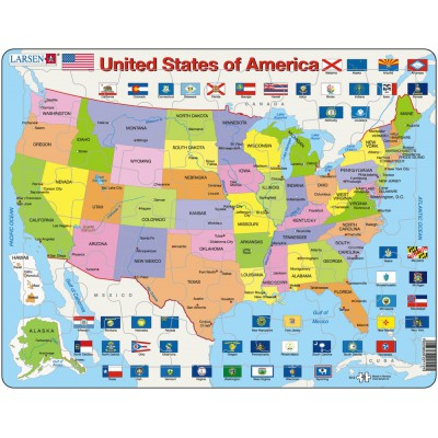 Larsen-K12-GB Rahmenpuzzle - United States of America (auf Englisch)