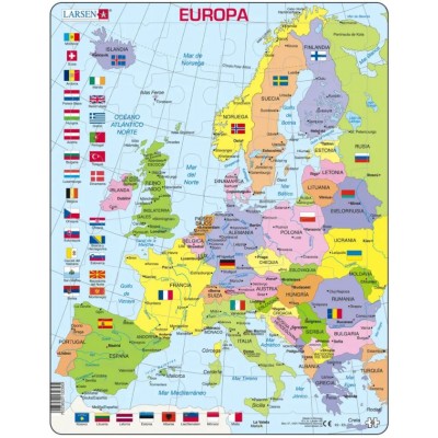 Larsen-K2-ES Puzzle Cadre - Carte Politique de l'Europe (Espagnol)