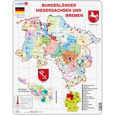 Larsen-K27-DE Puzzle Cadre - Bundesland : Bremen and Niedersachen (en Allemand)