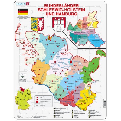 Larsen-K28-DE Puzzle Cadre - Bundesland : Hamburg and Schleswig-Holstein (en Allemand)