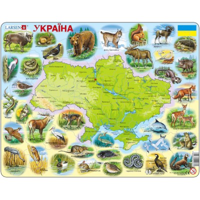 Larsen-K37-UA Frame Puzzle - Ukraine Physical with Animals