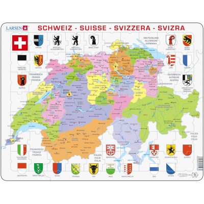 Larsen-K43-V1 Puzzle Cadre - Carte de la Suisse