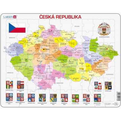 Larsen-K48-CZ Puzzle Cadre - Carte de la République Tchèque (en Tchèque)