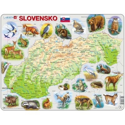 Larsen-K73-SK Frame Puzzle - Slovakia Physical Map with Animals