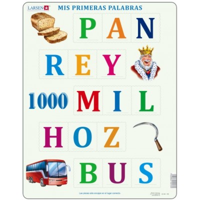 Larsen-LS40-ES Puzzle Cadre - Mis Primeras Palabras (en Espagnol)