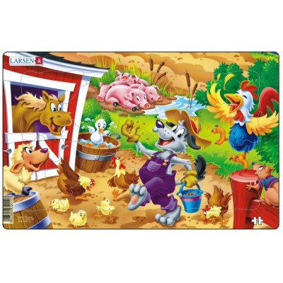 Larsen-U10-2 Puzzle Cadre - Le Loup et les Animaux de la Ferme