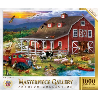 Puzzle Master-Pieces-82132 Premium Collection - The Barnyard Crowd