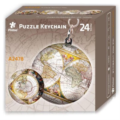 Pintoo-A2478 Schlüsselanhänger 3D Puzzle - Antike Weltkarte