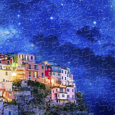 Pintoo-H2056 Puzzle aus Kunststoff - Starry Night of Cinque Terre, Italy