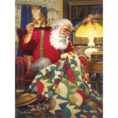 Puzzle Sunsout-23328 Tom Newsom - Quilting Santa