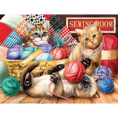 Puzzle Sunsout-28935 Tom Wood - Kitties Fun Time