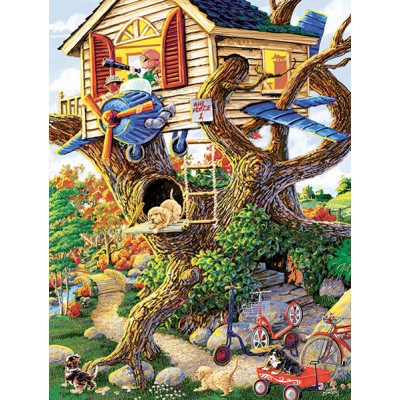 Puzzle Sunsout-38784 Pièces XXL - La Cabane dans les Arbres des Enfants