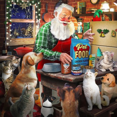 Puzzle Sunsout-42373 XXL Teile - Santa and His Pets