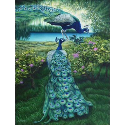 Puzzle Sunsout-47150 Larry Taugher - A Pair of Peacocks