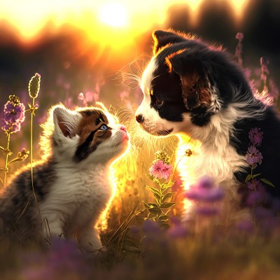 Puzzle Sunsout-61870 Katze und Hund