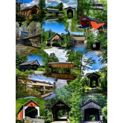 Puzzle Sunsout-64001 Ponts Couverts de Nouvelle-Angleterre