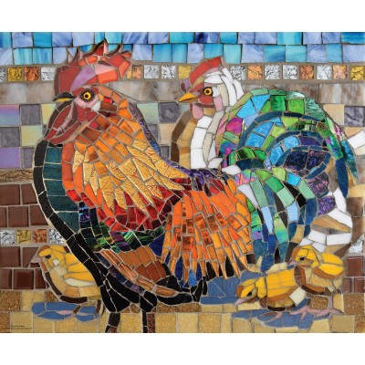 Puzzle Sunsout-70708 Stained Glass Chickens