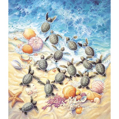 Puzzle Sunsout-SV45501 Sherry Vintson - Green Turtle Hatchlings