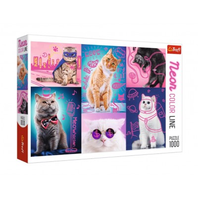 Puzzle Trefl-10581 Neon Color Line - Cats