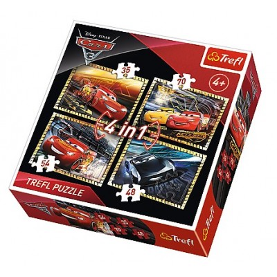 Trefl-34276 4 Puzzles - Cars 3