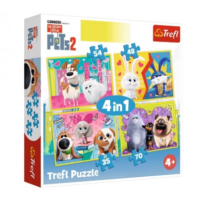 Trefl-34319 4 Puzzles - The Secret Life of Pets 2