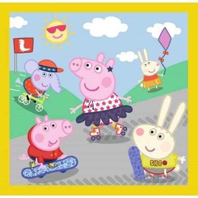 Trefl-34849 3 Puzzles : Peppa's happy day / Peppa Pig