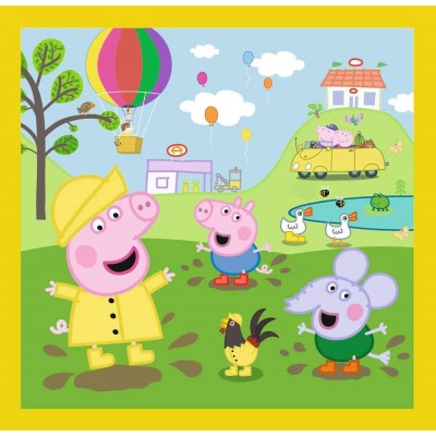 Trefl-34849 3 Puzzles : Peppa's happy day / Peppa Pig