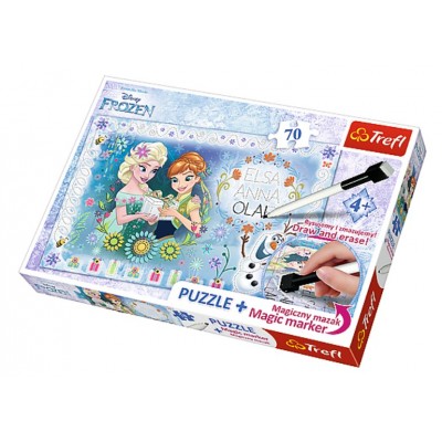 Trefl-75111 Frozen - Puzzle + Magic Marker
