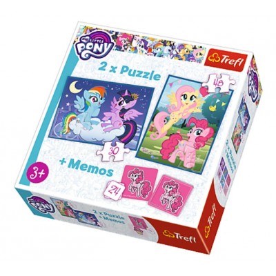 Trefl-90601 2 Puzzles + Memo - My Little Pony